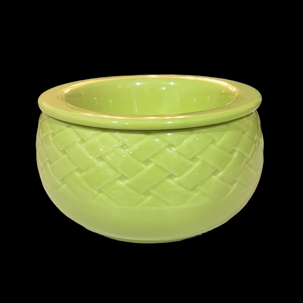 Tastefully Simple Basketweave Lime Green Dip Chiller Bowl